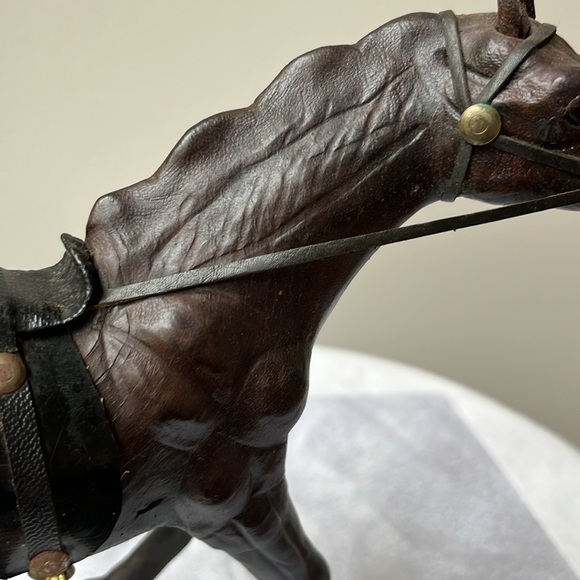 Vintage Horse‎ Leather Wrapped Figurine Statue Equestrian - Picture 6 of 9